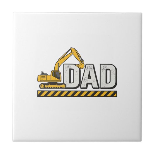 Constructie papa graafmachine vintage shirt ontwer tegeltje (Voorkant)