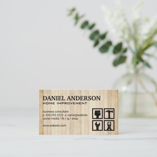 Constructie | Timmermanswerktuigen pictogram Visitekaartje (Staand voorkant)
