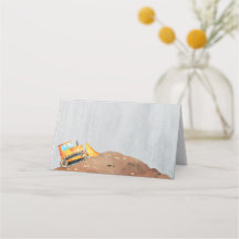 Constructie Truck Party Gevouwen Menu Kaart Labels