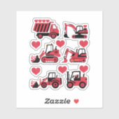 Constructie Trucks Valentijnsdag Hearts Love Sticker (Vel)