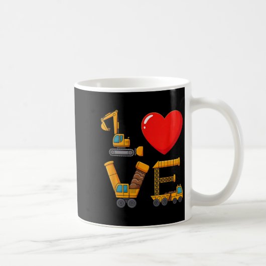 Constructie valentijnliefde gespeld met vrachtwage koffiemok (Rechts)