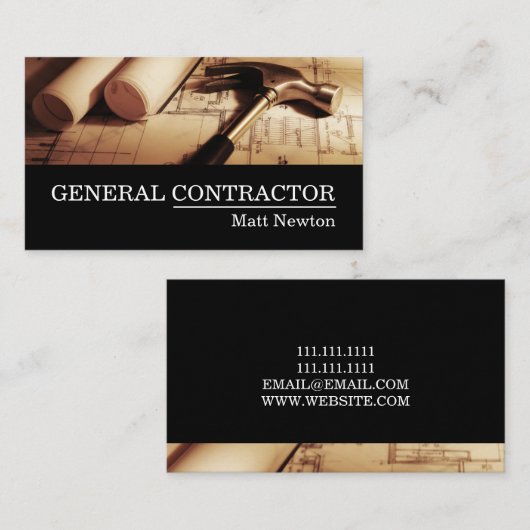 Constructie van General Contractor Builder Visitekaartje (Voorkant / Achterkant)