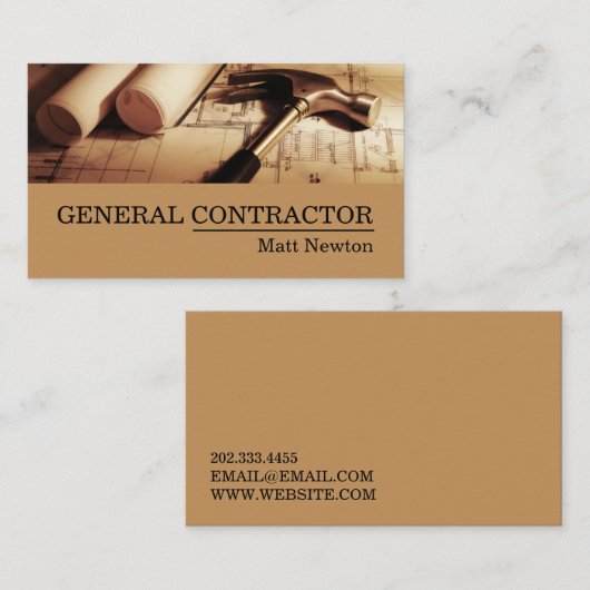 Constructie van General Contractor Builder Visitekaartje (Voorkant / Achterkant)