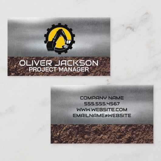 Constructie van graafmachines | Bouwer Logo | Meta Visitekaartje (Voorkant / Achterkant)