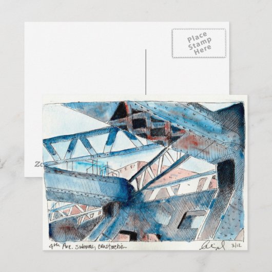 Constructie van vierde april briefkaart (Voorkant / Achterkant)