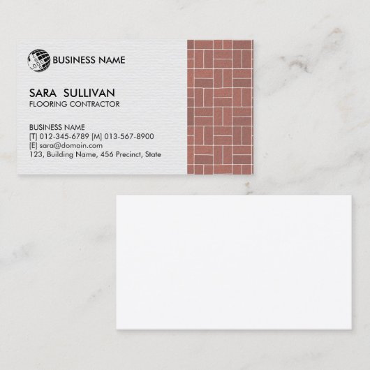 Constructie van vloeraannemer visitekaartje (Voorkant / Achterkant)