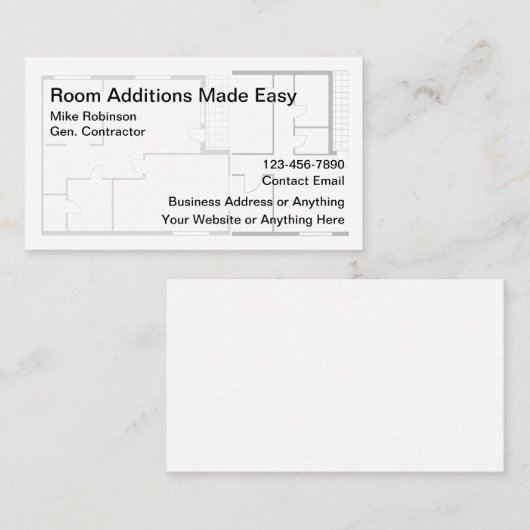 Constructie verbouwingsruimte Toevoegingen Visitekaartje (Voorkant / Achterkant)