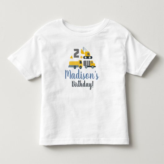 Constructie Verjaardag Twee Voertuig Feestnaam  Kinder Shirts (Voorkant)
