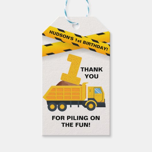 Constructie Verjaardagsfeestje Bedankt Label  Cadeaulabel (Voorkant)