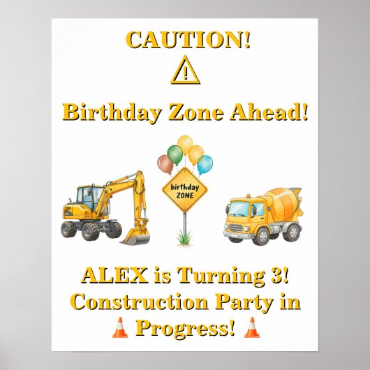 Constructie Verjaardagsposter | Verjaardagszone Vo Poster (Voorkant)