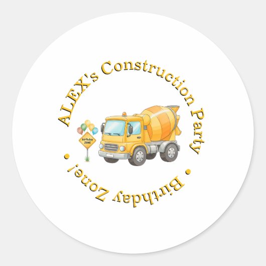 Constructie Verjaardagssticker | Verjaardagszone Ronde Sticker (Voorkant)