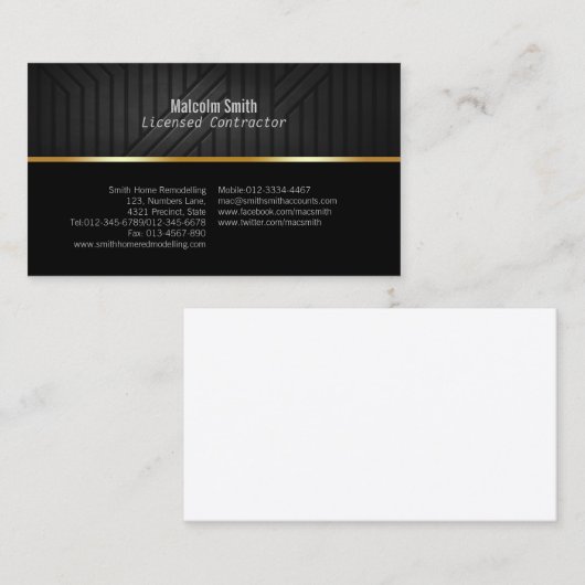 Constructie Visitekaartje donkere textuur (Voorkant / Achterkant)