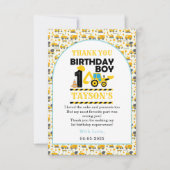 Constructie vrachtwagen 1e verjaardag | Kinderfees Bedankkaart (Voorkant)