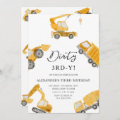 Constructie Vuile 3e-y Dump Truck 3e verjaardag Kaart (Voorkant / Achterkant)