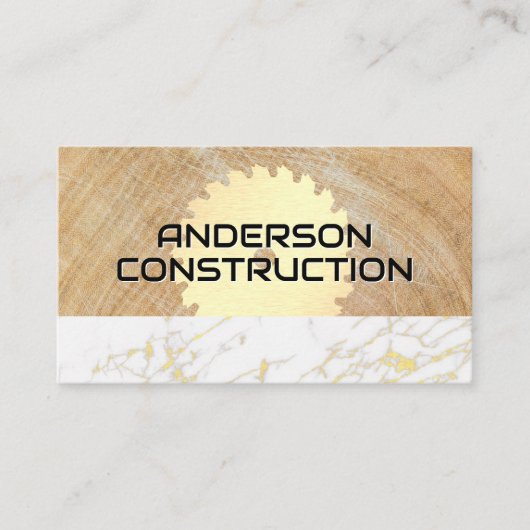 Constructie | Zaag Hout Marmer Visitekaartje (Voorkant)