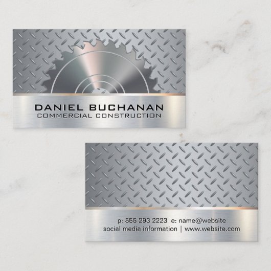 Constructie | Zaag | Metalen Greeppatroon Visitekaartje (Voorkant / Achterkant)