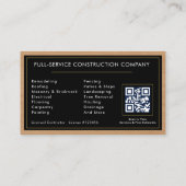 Constructie Zwart Goud Metallic Hout QR Code Visitekaartje (Achterkant)