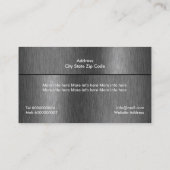 Constructie zwart grijs metaal op maat visitekaartje (Achterkant)