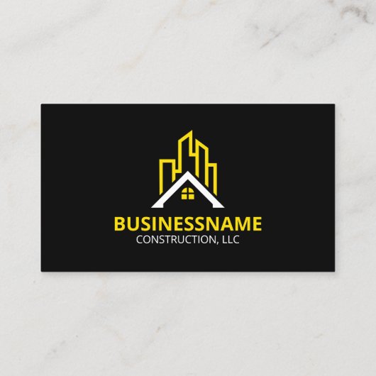 Constructiecontractor Bouwer verbouwing Zwart Visitekaartje (Achterkant)