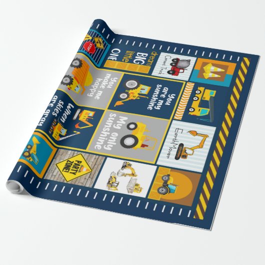 Constructiegrond, bouwgeschenken cadeaupapier (Uitgerold)