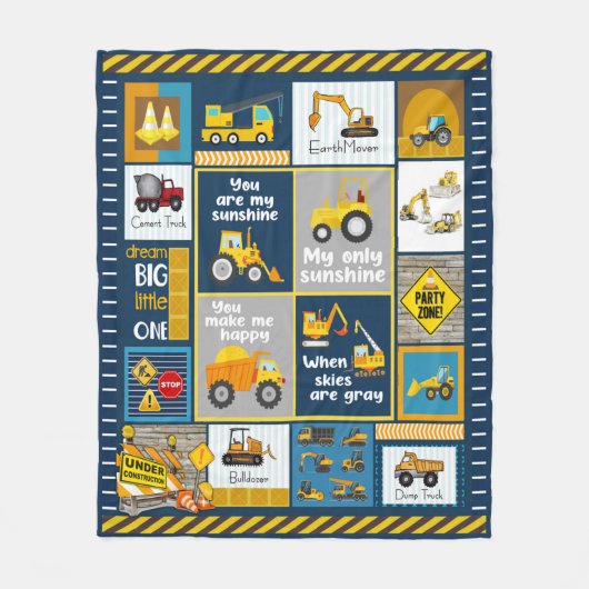 Constructiegrond, bouwgeschenken fleece deken (Voorkant)