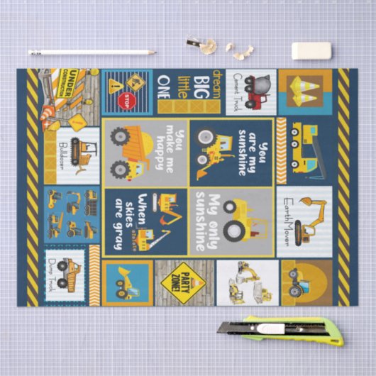 Constructiegrond, bouwgeschenken tissuepapier (Craft)