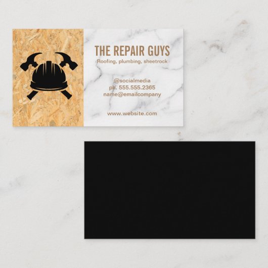 Constructiehard Pet | Hamers | Hout | Marmer Visitekaartje (Voorkant / Achterkant)