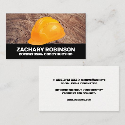 Constructiehard Pet | Houtkorrels Visitekaartje (Voorkant / Achterkant)