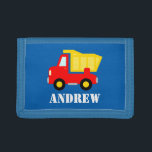 Constructieketen Waalse truck for boys Drievoud Portemonnee<br><div class="desc">Kids construction vehicle dumptruck Waalse et for boys. Personalizable name. Cute Birthday or Christmas gift idea for children Personalized present with name or monogram initials. Toy dump truck vector art.</div>