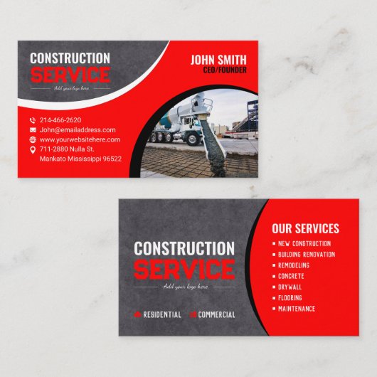 Constructiemodellering en beton visitekaartje (Voorkant / Achterkant)