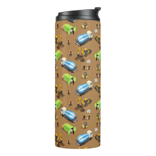 Constructievoertuigen & Arbeiders Patroon Thermosbeker (Gedraaid links)