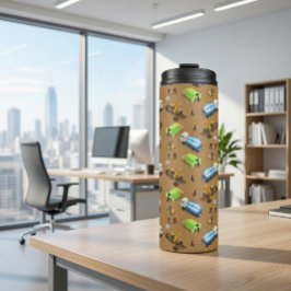 Constructievoertuigen & Arbeiders Patroon Thermosbeker