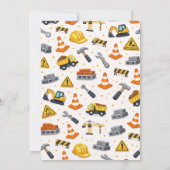 Construction 1ST Birthday | Builder Truck Party  Bedankkaart (Achterkant)
