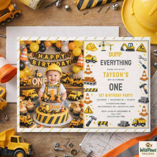 Construction 1ST Birthday | Builder Truck Party  Kaart