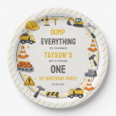 Construction 1ST Birthday | Builder Truck Party Papieren Bordje (Voorkant)