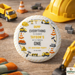 Construction 1ST Birthday | Builder Truck Party Ronde Button 3,2 Cm