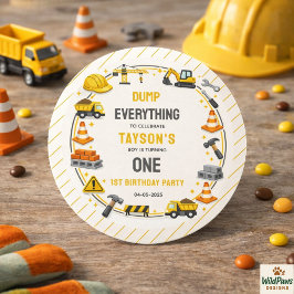 Construction 1ST Birthday | Builder Truck Party Ronde Sticker