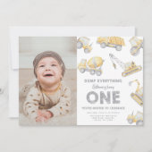 Construction 1st Birthday Party Kaart (Voorkant)