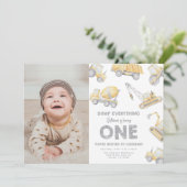 Construction 1st Birthday Party Kaart (Staand voorkant)