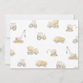 Construction 1st Birthday Party Kaart (Achterkant)