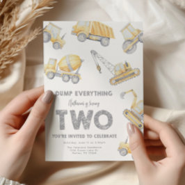 Construction 2nd Birthday Party Kaart