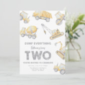 Construction 2nd Birthday Party Kaart (Staand voorkant)