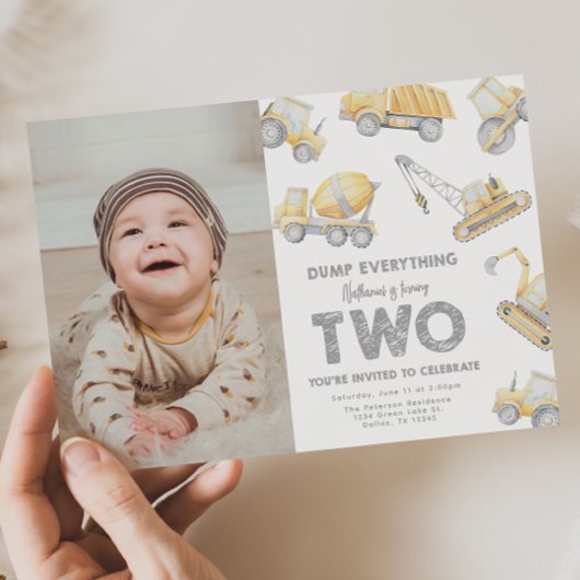 Construction 2nd TWO Birthday Party Kaart