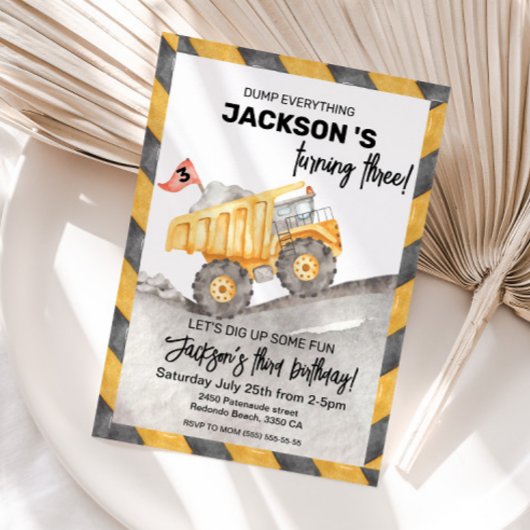 Construction 3rd birthay Dump Truck party Kaart