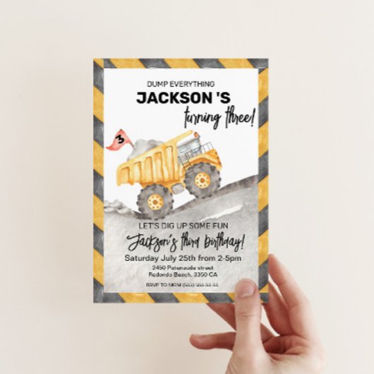 Construction 3rd birthay Dump Truck party Kaart