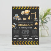 Construction 3rd Boys Birthday Party Invitation Kaart (Staand voorkant)