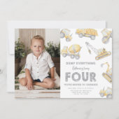 Construction 4th FOUR Birthday Party Kaart (Voorkant)