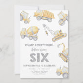 Construction 6th SIX Birthday Party Kaart (Voorkant)