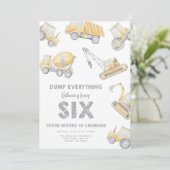 Construction 6th SIX Birthday Party Kaart (Staand voorkant)