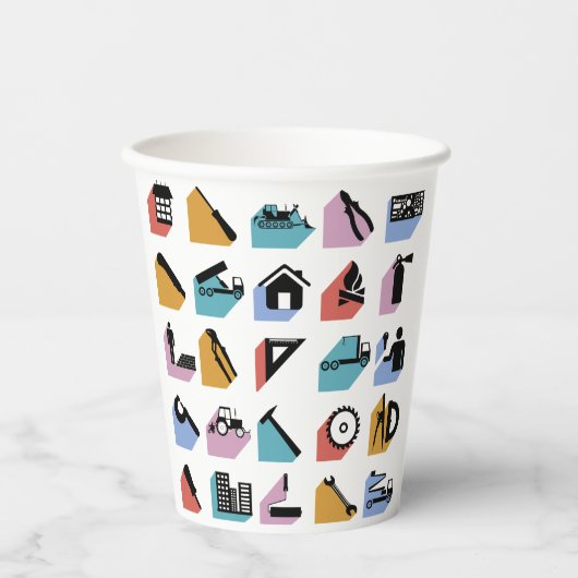 Construction and DIY Home Improvement Icons Papieren Bekers (Voorkant)